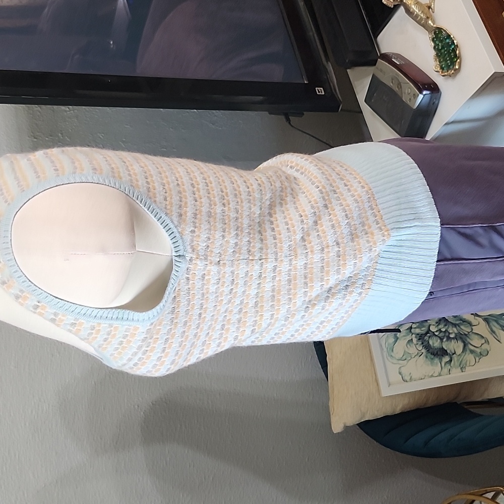 Juicy Couture 100% Cashmere Sweater Vest Ribbed Cream,Blue, Tan Knit Sleeveless - Picture 4 of 10